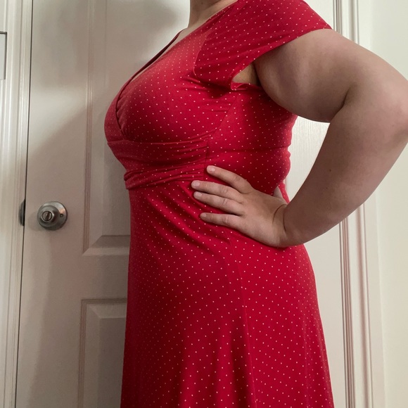 Red Polka Dot Wrap Dress - Picture 7 of 8